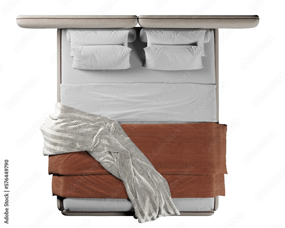 Top view of double bed with headboard Stock Photo Adobe Stock