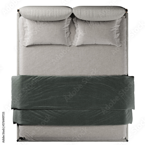 Top view of double bed with headboard