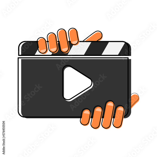 Cartoon characters designed for video action, clapper board action.