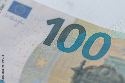 Paper bill of 100 euros. Business and finance, concept. Economy and Crisis