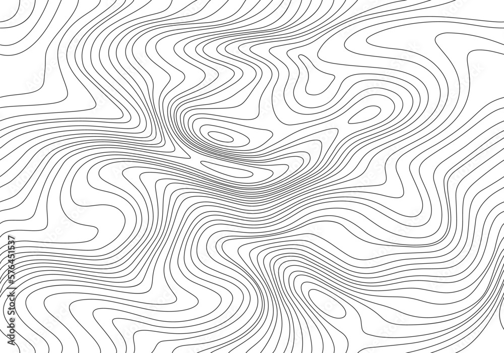 Topography Map with Lines. Vector Seamless Pattern. Abstract Topographic Texture