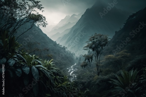 Nepal jungle mountain area, generative AI