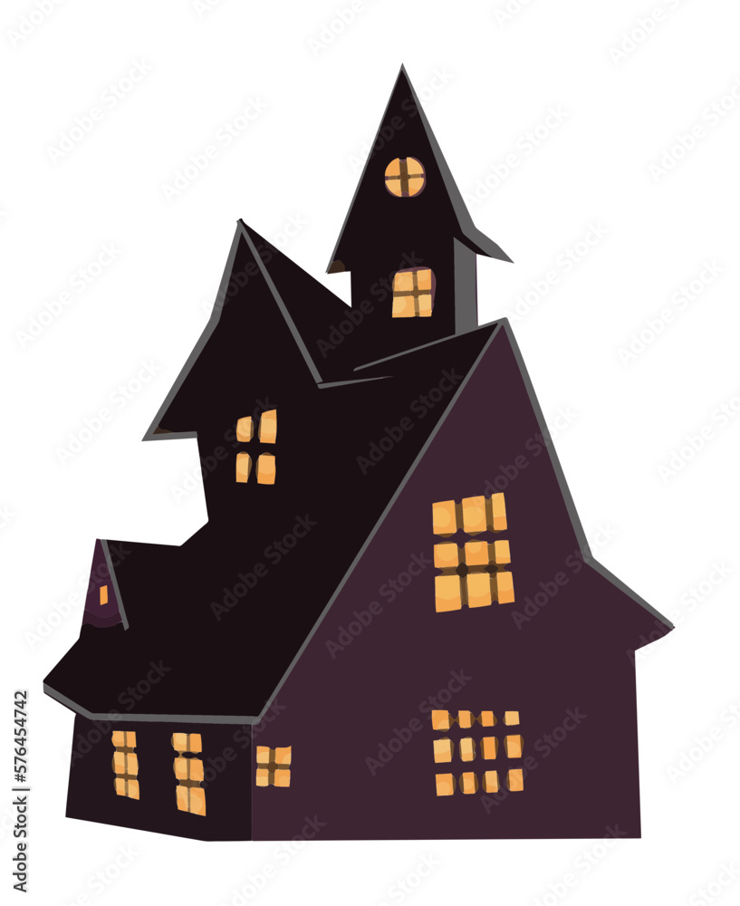 Here is a graphic element that is a vector image of a Halloween haunted house. Here is a graphic element that is a vector image of a Halloween haunted house.