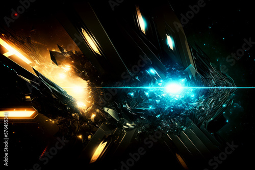 Wallpaper Mural Abstract Cyber space background. Cyber security background. Hi-tech digital technology and engineering background. Futuristic colorful abstract space with geometrical shapes and lines, Generative AI. Torontodigital.ca