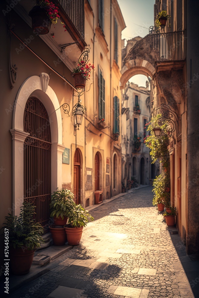 Obraz premium Old Town in Italy. Generative ai. 