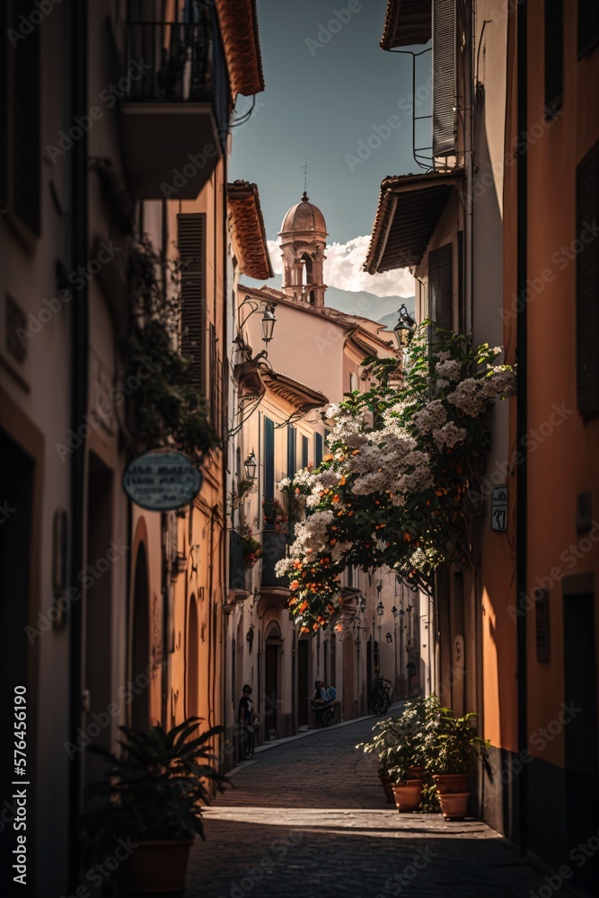Old Town in Italy. Generative ai. 