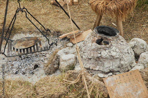 Clay oven and Viking fire pit for cooking photo