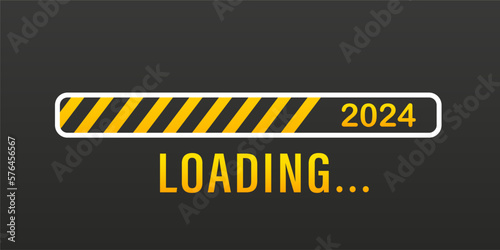 Download bar. 2022 loading, 2023 next year. Funny horizontal banner, for web or print. Happy new year 2023 countdown celebration. Funny printable card or web banner template. Vector illustration