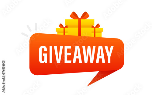 Giveaway, enter to win. Social media post template for promotion design or website banner. Gifts. Win a prize giveaway. A pop-up tooltip. Giveaway banner. Vector illustration