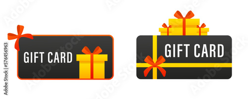 Loyalty program, customer gift reward bonus card. Gift card, loyalty program, earn points, redeem gift box, more discounts, benefits concept. Vector illustration