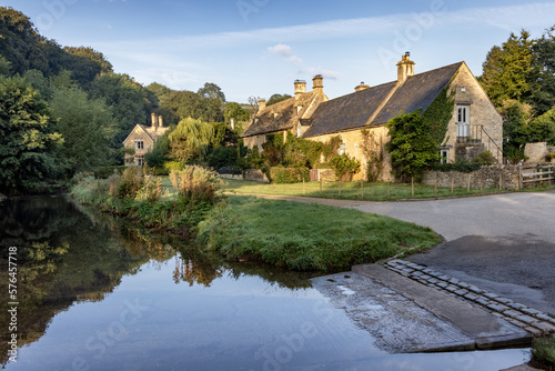 The ford at the River Eye in the beautiful Cotswold village of Upper Slaughter in Gloucestershire.