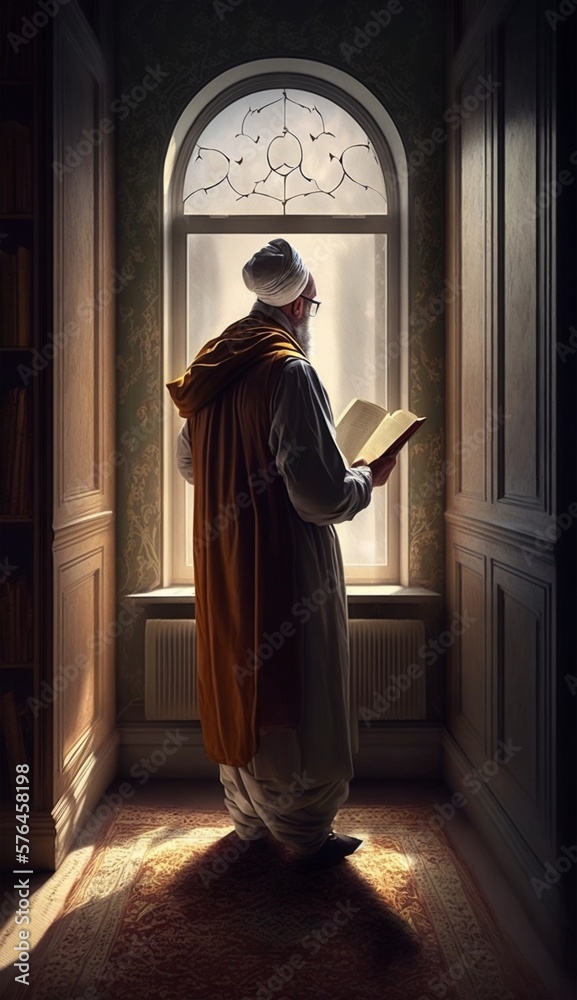 Naklejka premium holy mary in the church, Generative AI