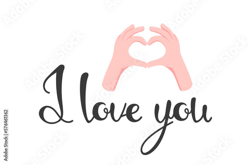 Hands fold the shape of a heart isolated on white background. Cartoon style. Element for design. Vector illustration