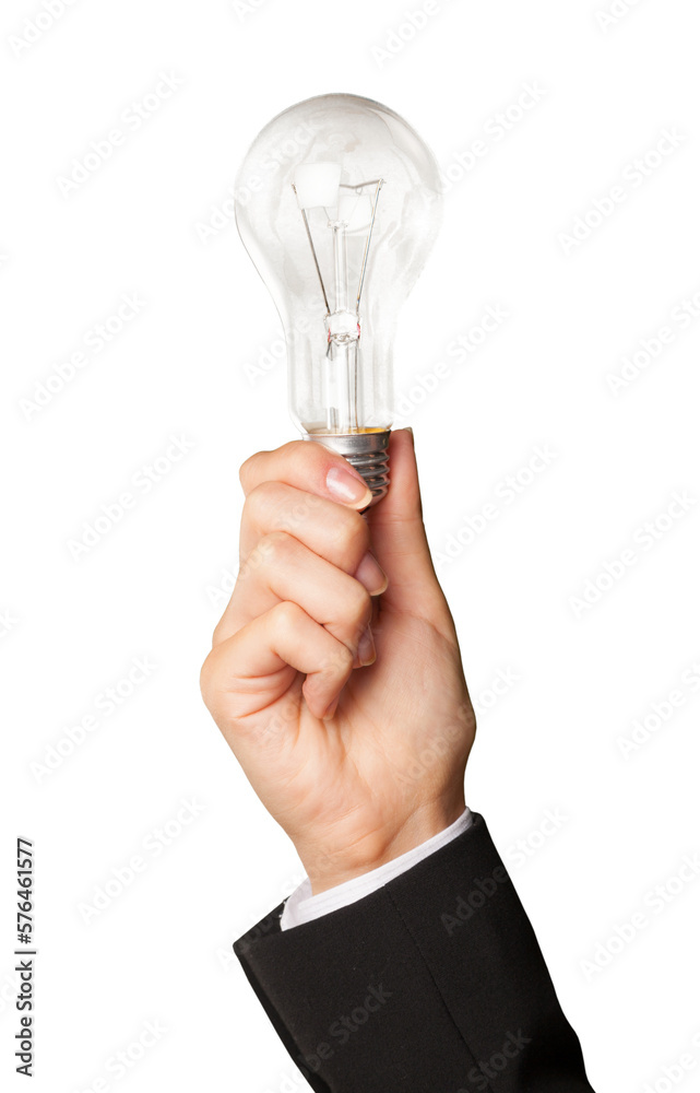 Closeup of Businessperson Holding a Light Bulb Closeup of Businessperson Holding a Light Bulb