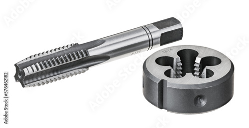 Canvastavla Hand taper tap and thread cutting die isolated on a white background
