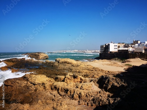 view of the beach in the medina of Essaouira, Morocco