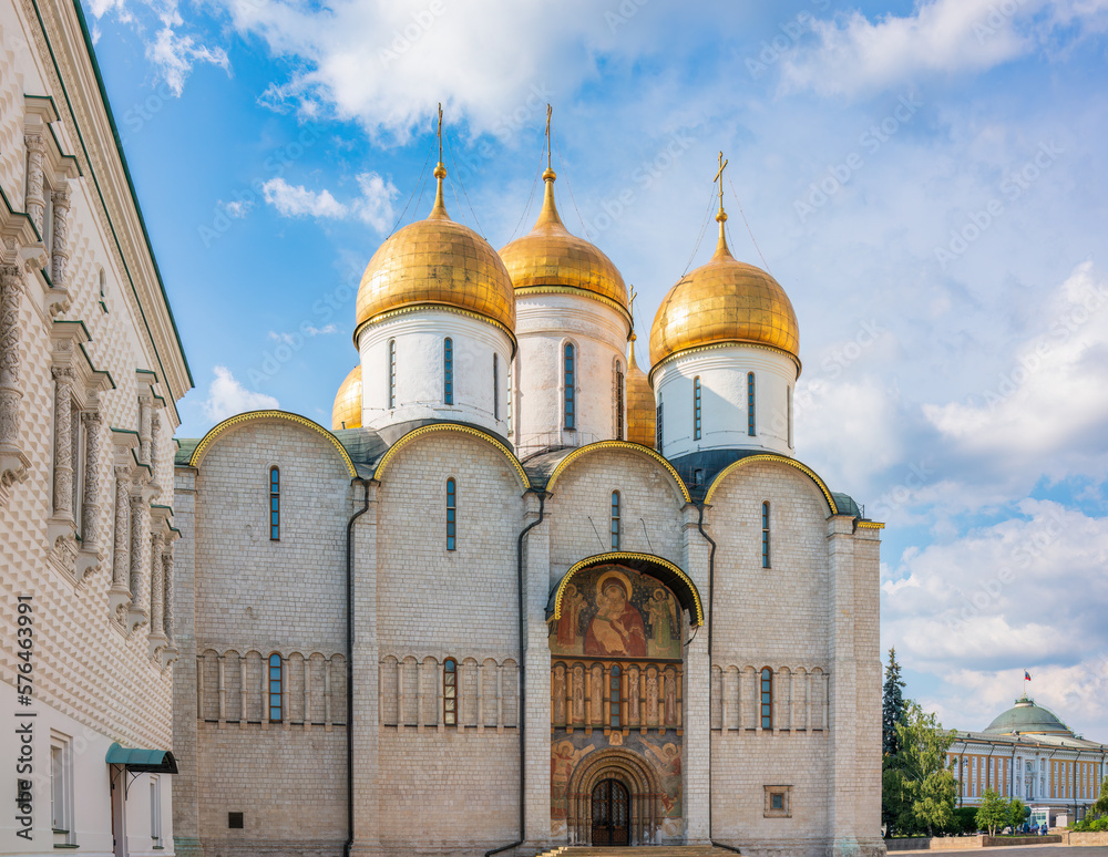 The Dormition Cathedral in Moscow Kremlin, also known as the Assumption Cathedral or Cathedral of the Assumption