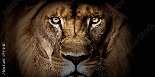 Close up macro shot of lion eyes. Generative Ai photo