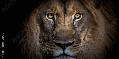 Close up macro shot of lion eyes. Generative Ai
