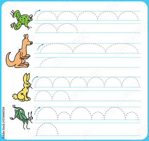 Writing alphabet letters educational activities for children at home and at school. worksheet for to teachers, parents, vector  file