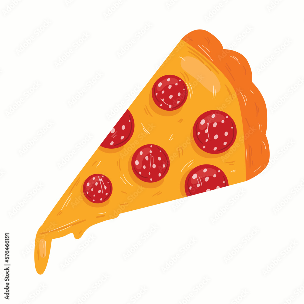 Pizza slice with melted cheese and pepperoni. Pizza slice with melted cheese and pepperoni.