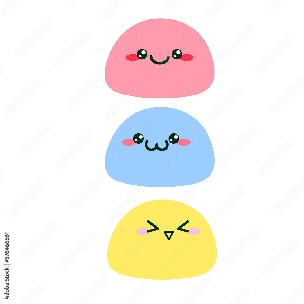 traditional Japanese sweets. cute colored mochi traditional Japanese sweets. cute colored mochi