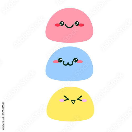 traditional Japanese sweets. cute colored mochi