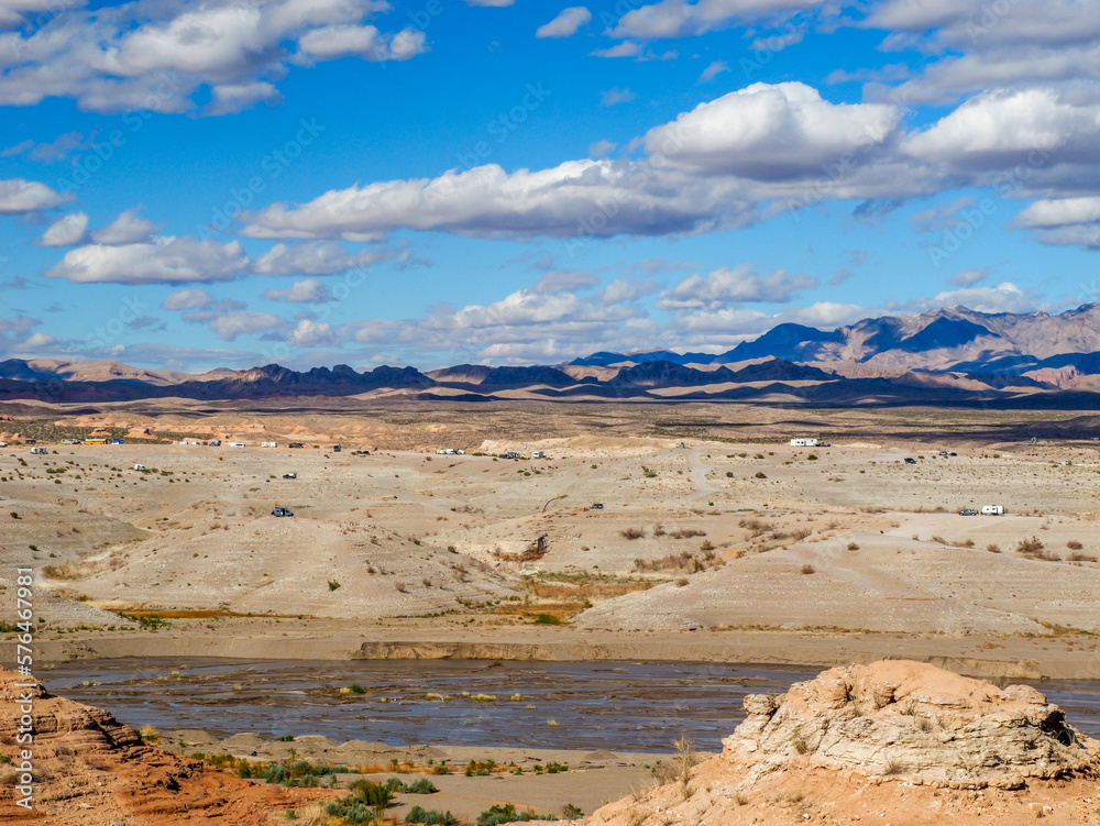 Lake mead with record low water level, shot in Feb 2023 Lake mead with record low water level, shot in Feb 2023
