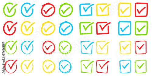 Set of hand drawn Check Mark