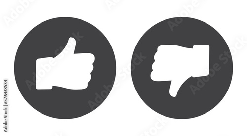 Thumb up and thumb down flat icon. Vector like and dislike icon and dislike and hate. Ready like dislike button website