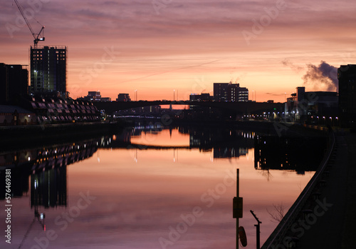 Glasgow Skyline Reflected In The River Clyde photo