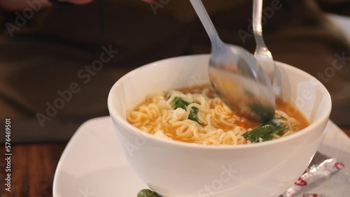 Enjoy eating noodle soup in Tarakan, Indonesia photo