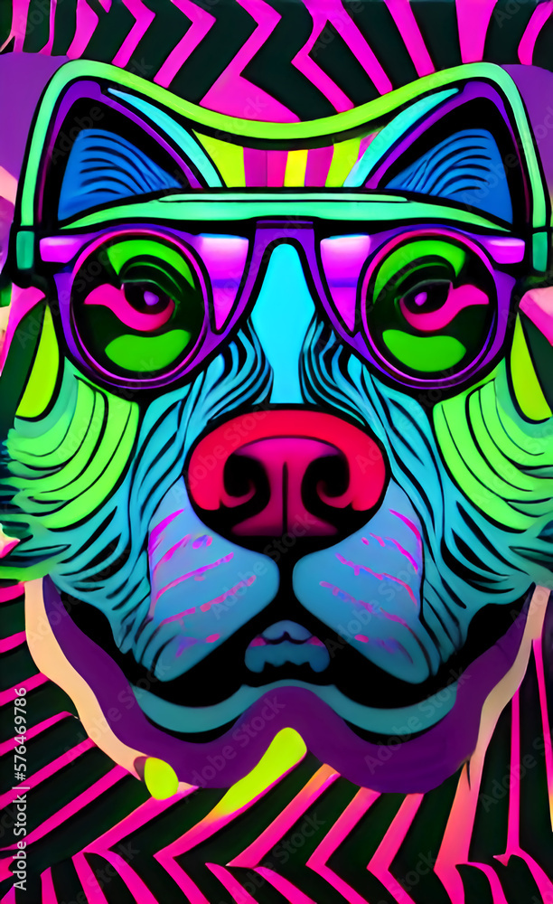 Obraz premium Dog with Sunglasses created with Generative Al technology