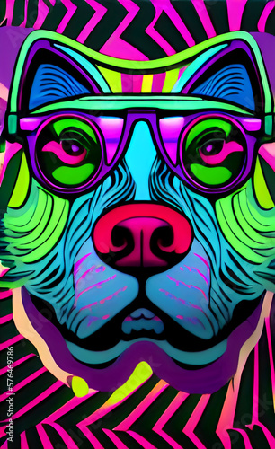 Dog with Sunglasses created with Generative Al technology