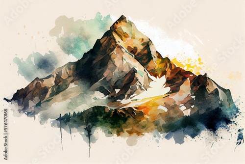 background image of pick of a mountain, extreme resolution, watercolor style AI Generated