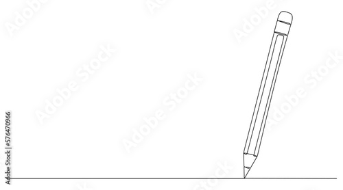 Pencil writing continuous line drawing. Education linear symbol. Vector illustration isolated on white.