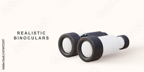 3d white realistic binoculars. Vector illustration.