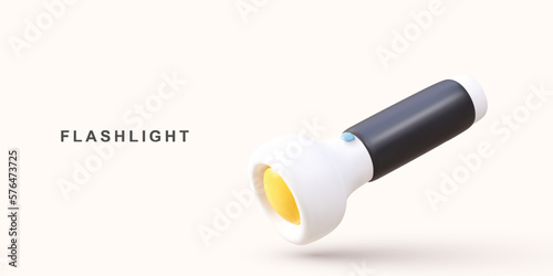 3d realistic flashlight. Vector illustration.