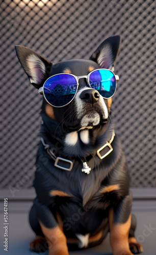 Dog with Sunglasses created with Generative Al technology © Grafititee