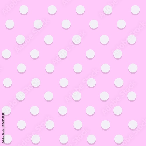 Retro seamless dots pattern, white dots on light pale pink background for banners, posters, 