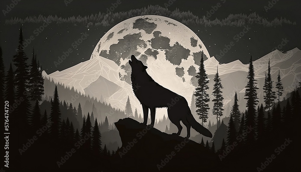 Wolf Howling at the Moon - Generative AI Wolf Howling at the Moon - Generative AI