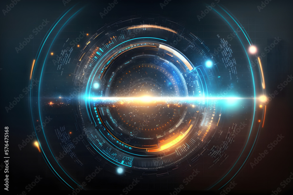 Abstract Futuristic Circle HUD, GUI, UI interface screen design machine. illustration generativ ai Abstract Futuristic Circle HUD, GUI, UI interface screen design machine. illustration generativ ai