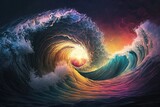 Psychic Waves, Ocean waves, Art, Surreal. Wallpaper. Generative AI.