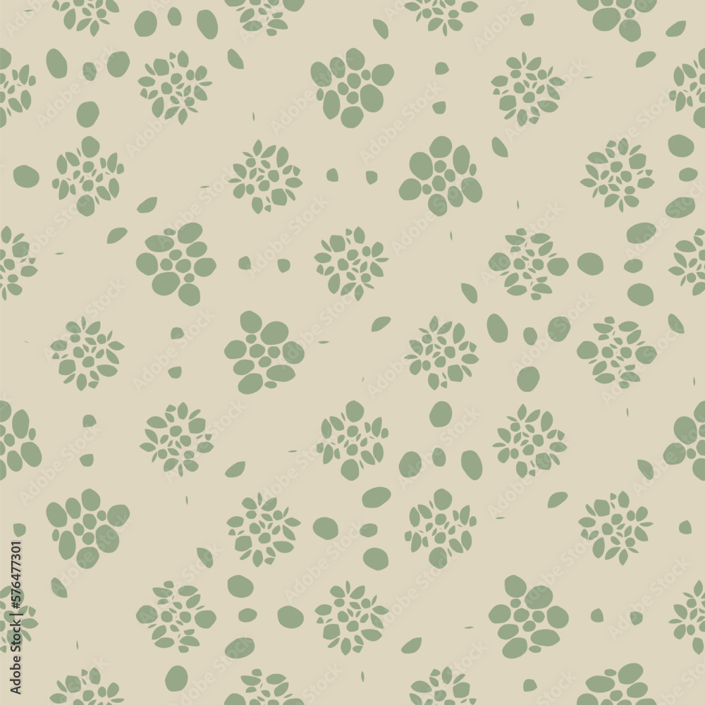 seamless pattern with abstract plants,, natural vector art, colorful texture in green and beige for spring, abstract graphic ornament, repeating patterm, ideal for fashion, textiles and paper design