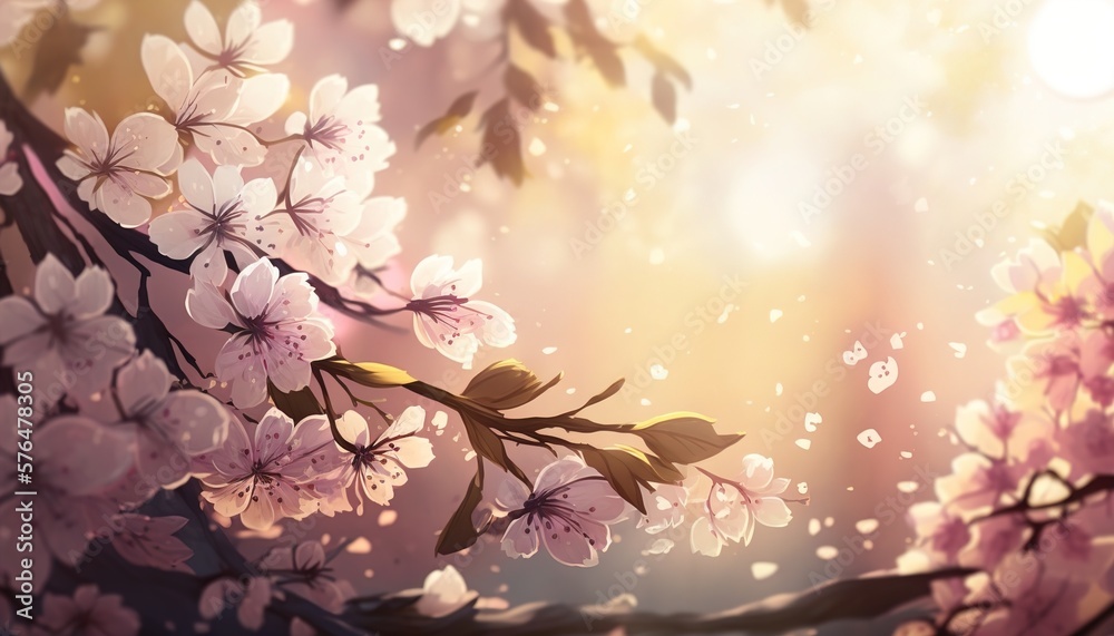 japanese cherry blossom tree wallpaper background created with generative ai technology japanese cherry blossom tree wallpaper background created with generative ai technology