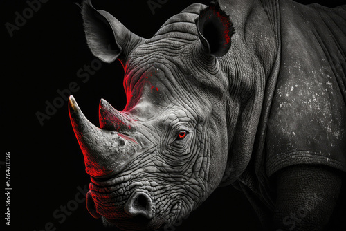 black rhino close up made with generative ai photo