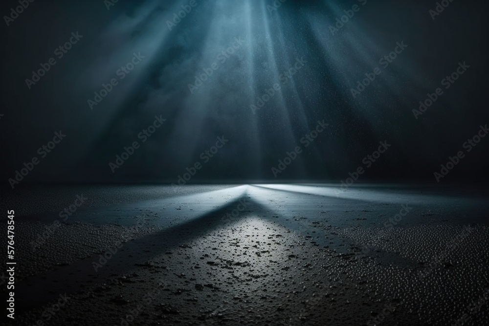 Obraz premium Wet Asphalt Fog Light Background. Generative AI.