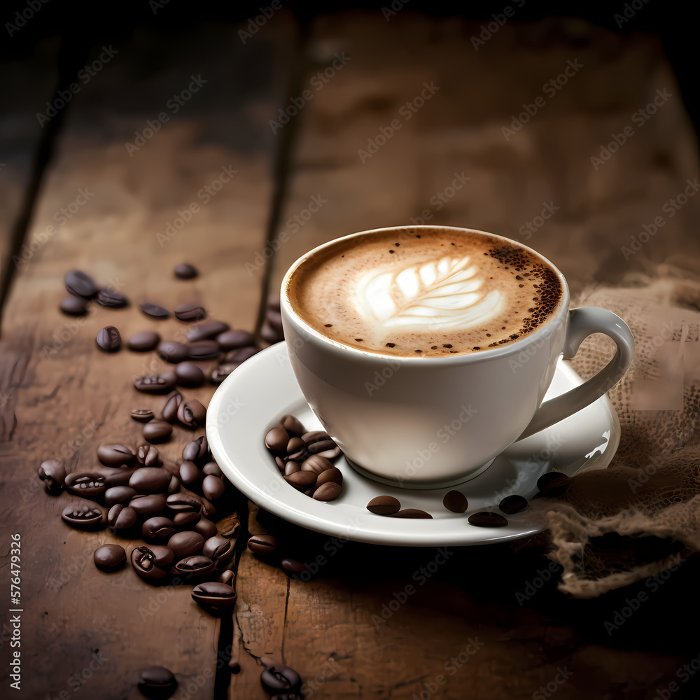 cup of cappuchino coffee. Generative AI cup of cappuchino coffee. Generative AI