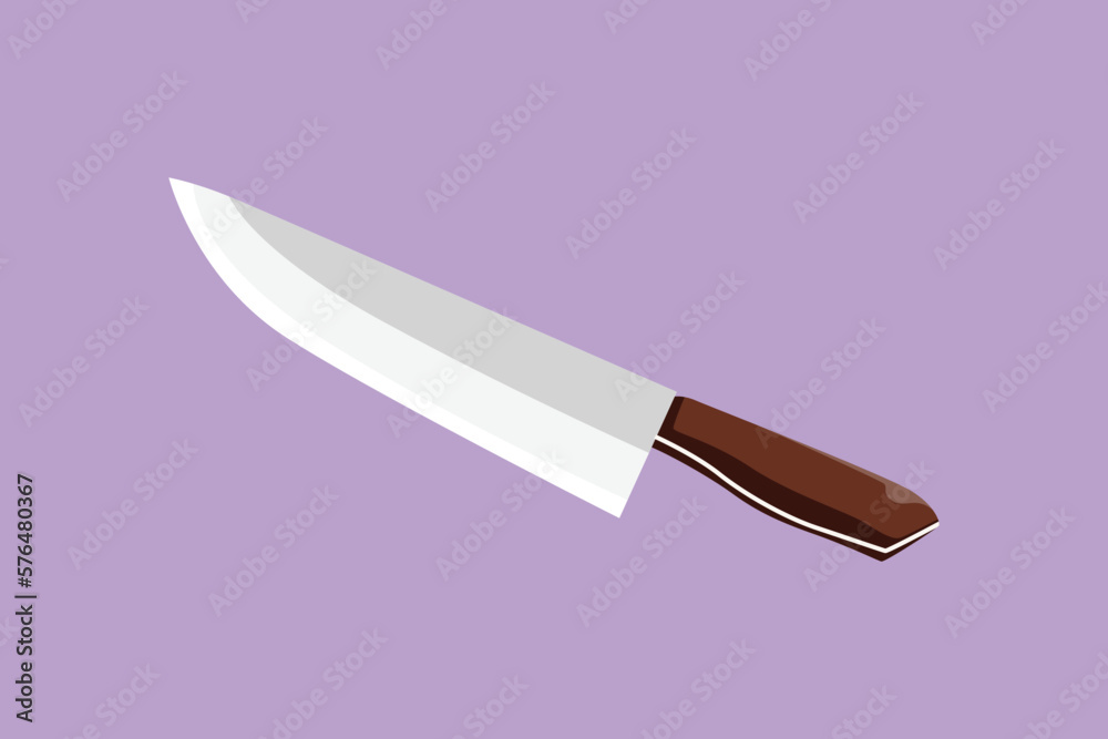 Graphic flat design drawing stylized knife store logo. Kitchen knife banner poster. Food business restaurant food court area theme. Fast food menu restaurant badge. Cartoon style vector illustration