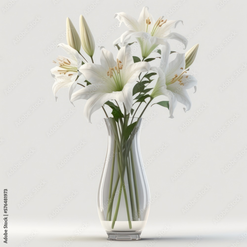 White lilies in a tall slim vase White lilies in a tall slim vase